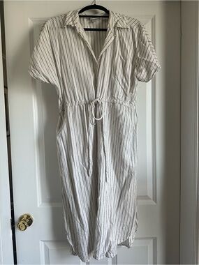 a new day white and Black Striped Midi shirt Dress